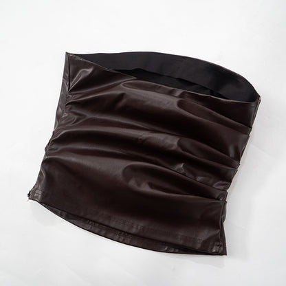 MB1005 Leather Strapless Tube Top for Women