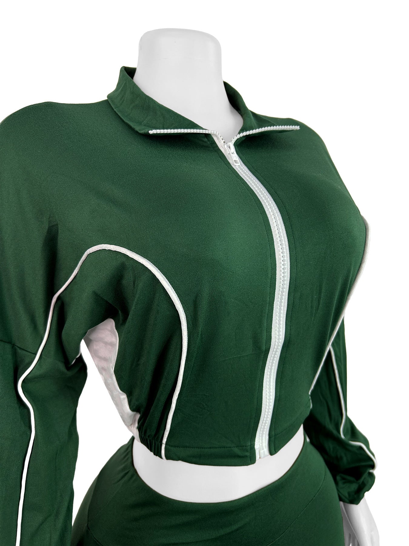 MB1715 Women's Cropped Track Jacket & High-Waisted Pants Two-Piece Set