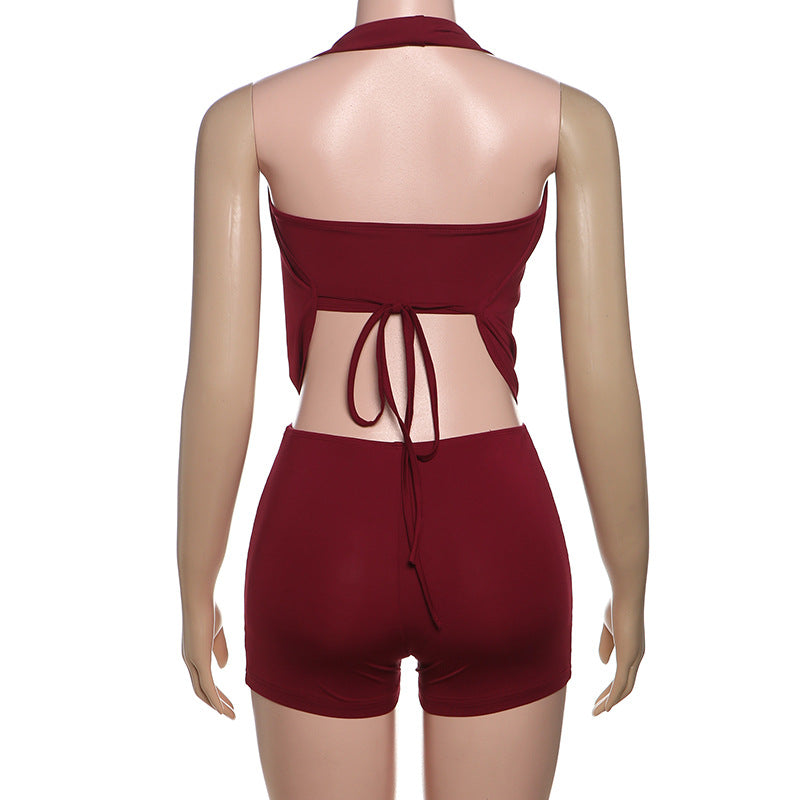 MB1503 Bodycon 2-Piece Set: Tube Top and Halter Romper
