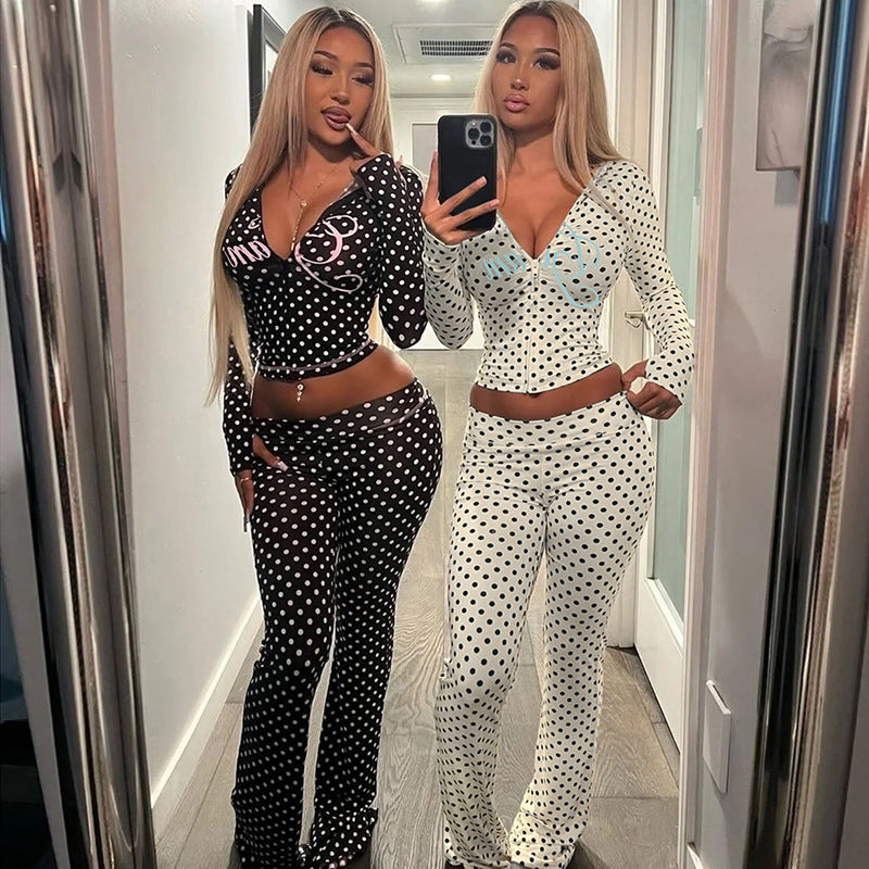 MB1107 Black & White Polka Dot Two-Piece Set