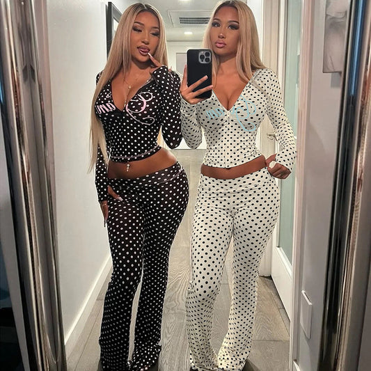 MB1107 Black & White Polka Dot Two-Piece Set