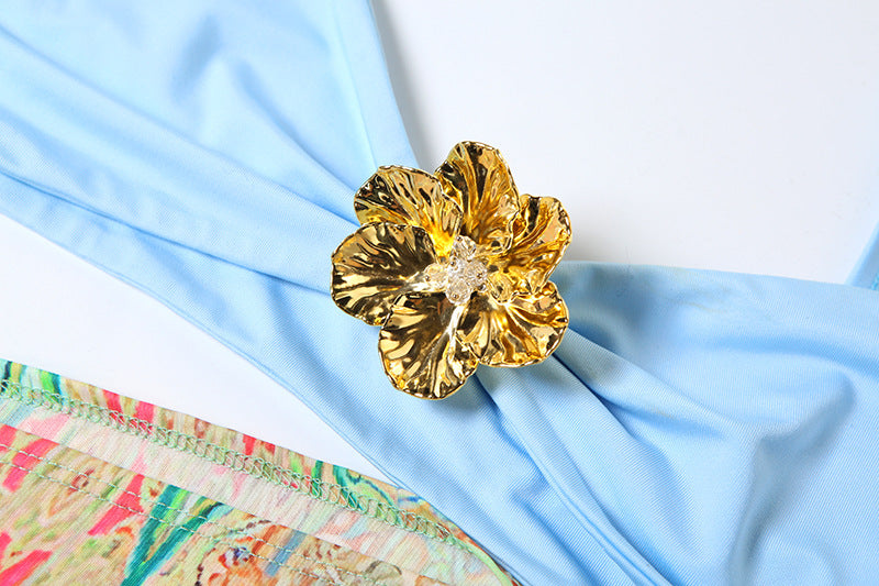 MB1114 Sheer Paisley Print Cutout Maxi Dress