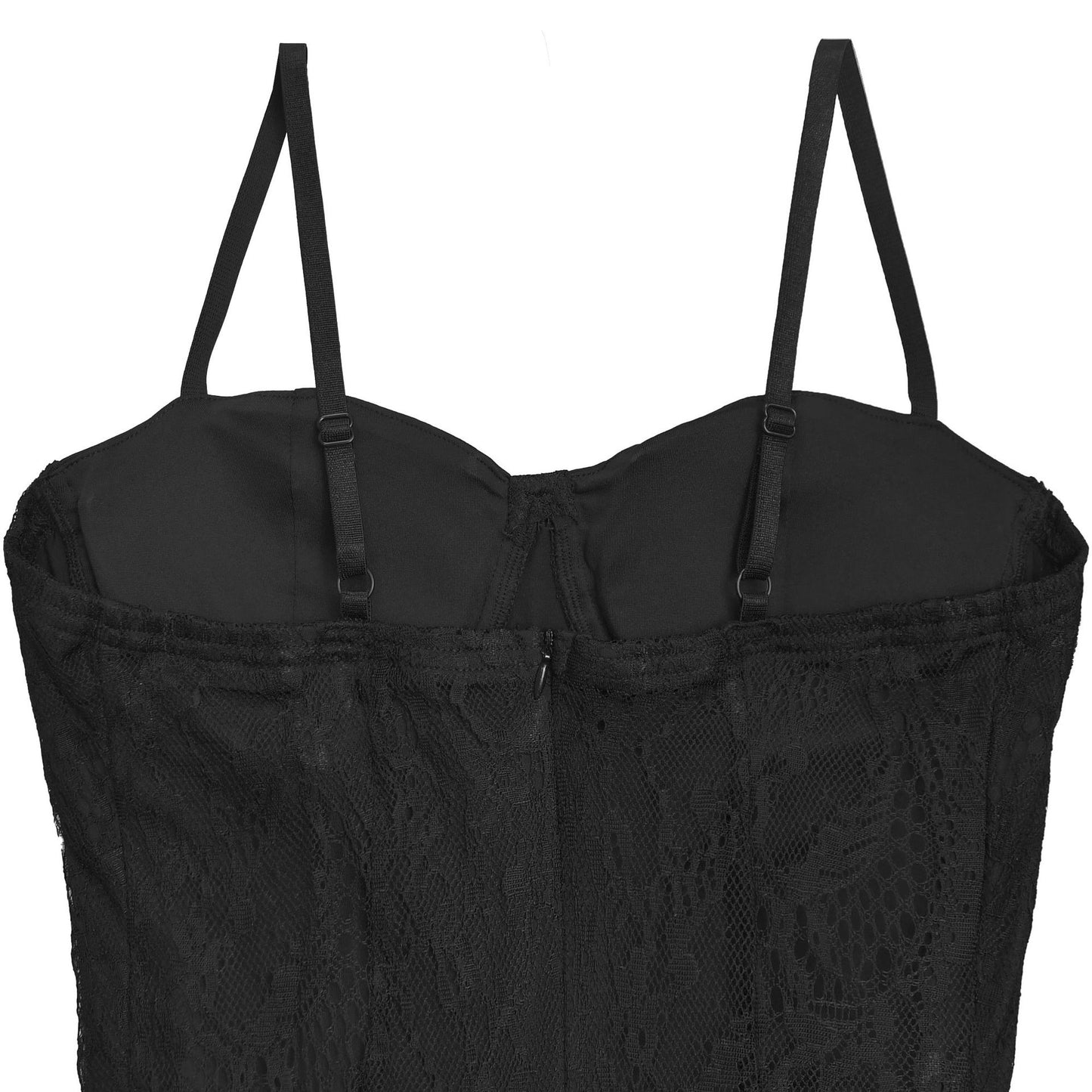 MB1626 Women's  Lace Spaghetti Strap Sheer Maxi Dress