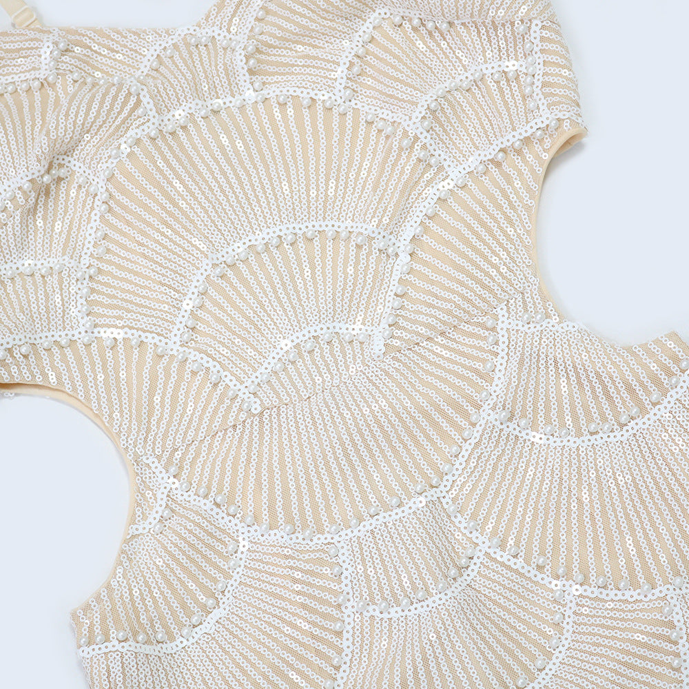 MB1203 Women's Beaded Spaghetti Strap Long Evening Gown