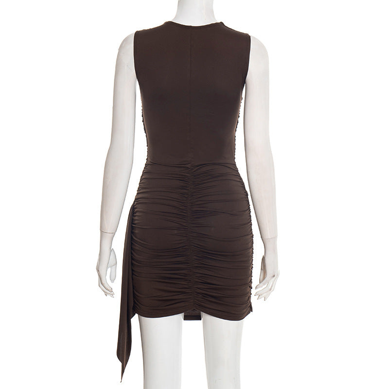 MB1455 Women's Sleeveless Ruched Bodycon Mini Dress