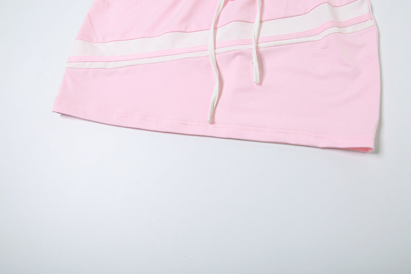 MB1105 Zipper Crop Top and Mini Skirt Set
