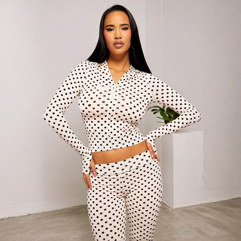 MB1036 Polka Dot Hoodie & Bodycon Pants Lounge Set