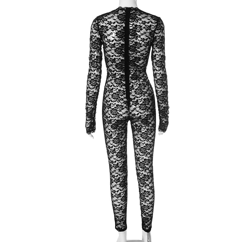 MB1023 Women's Sexy Black Lace Jumpsuit