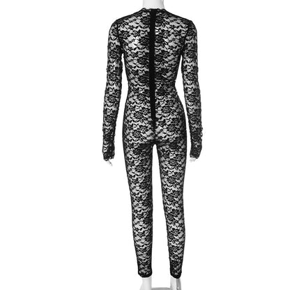 MB1023 Women's Sexy Black Lace Jumpsuit