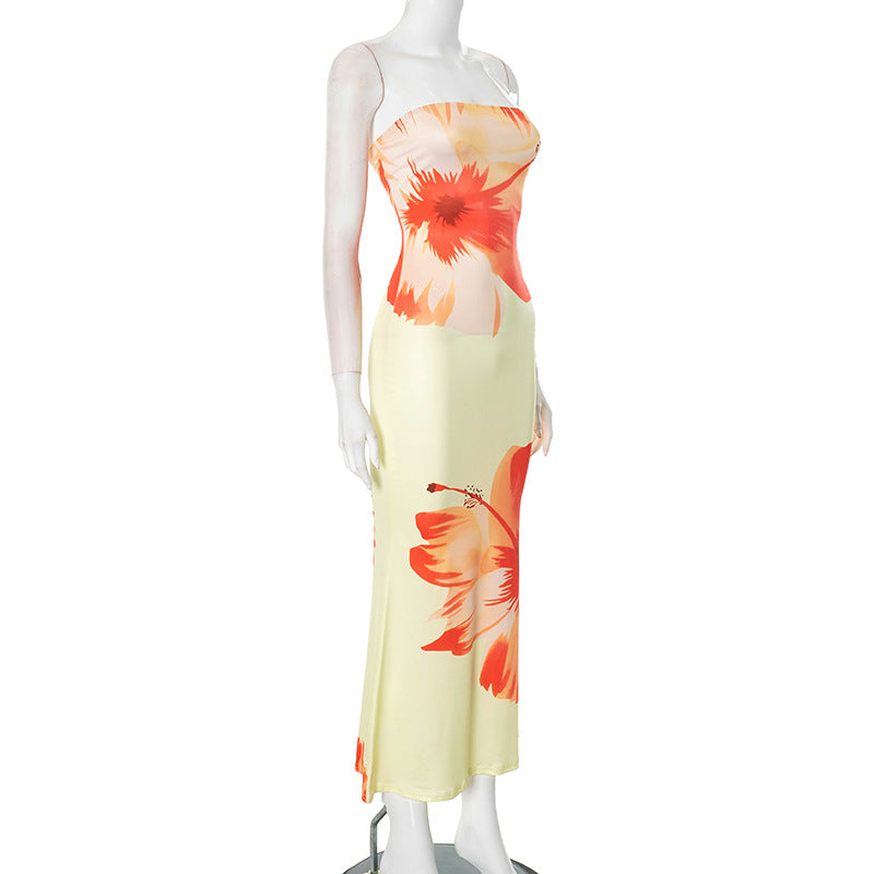 MB1034 Strapless Floral Maxi Dress for Women
