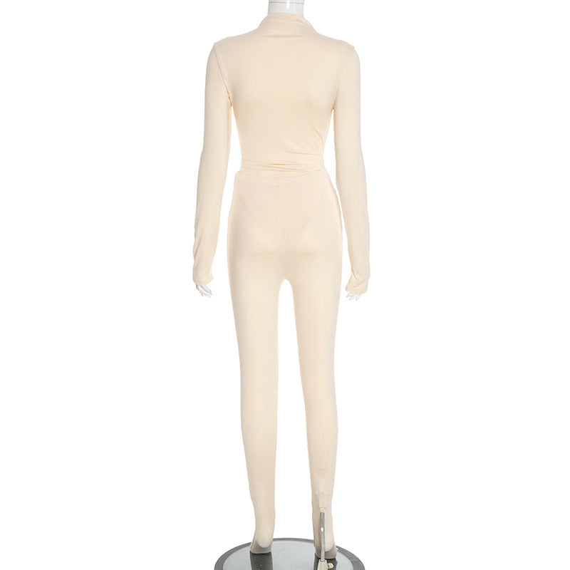 MB1053 long-Sleeve Bodysuit & Footed Leggings Set for Women