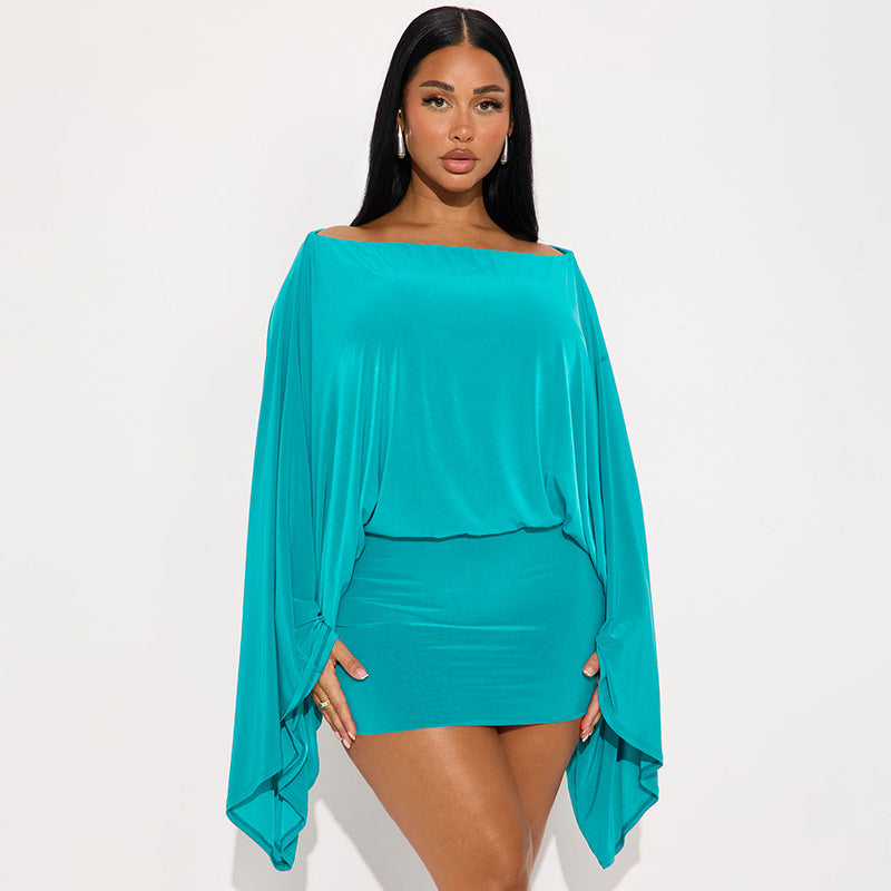 MB1063 Balloon Sleeve Top & Bodycon Skirt Two - Piece Set