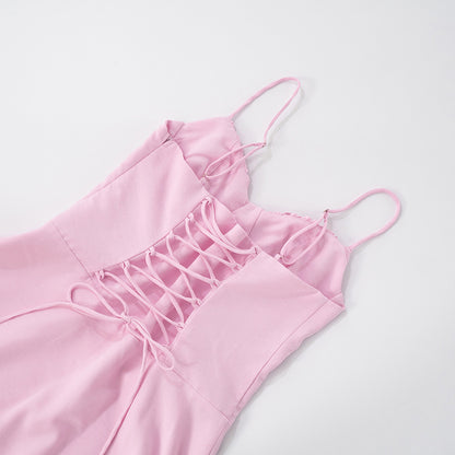 MB1024 Pleated Spaghetti Strap A-Line Mini Dress