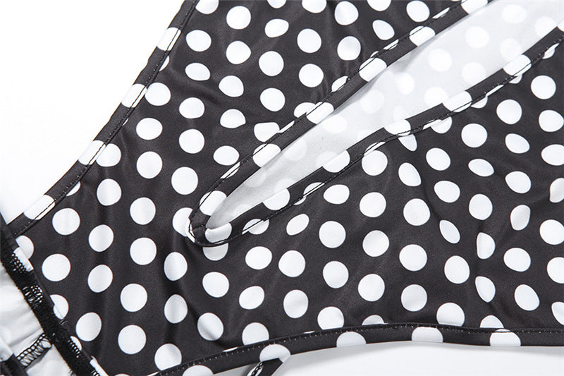 MB1156 Black White Polka Dot Cutout Bodysuit & Shorts 2 Piece Set
