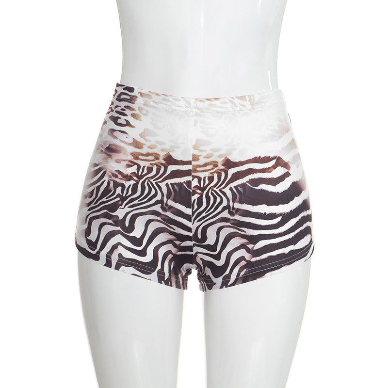 MB10190 Women Zebra‑Leopard Gradient Print 2‑Piece Outfit