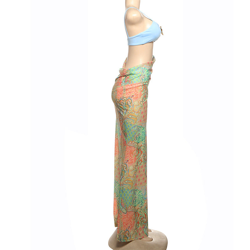 MB1114 Sheer Paisley Print Cutout Maxi Dress