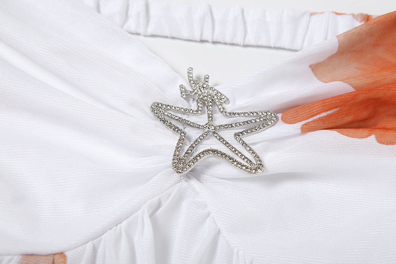 MB1113 Sexy Halter Backless Mini Dress with Ruffled Hem