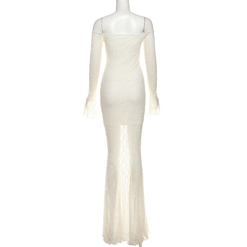 MB1135 Off-the-Shoulder Lace Mermaid Maxi Dress