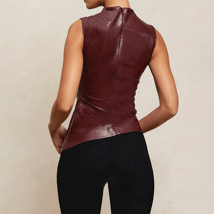 MB1006 PU Leather Sleeveless Top for Women