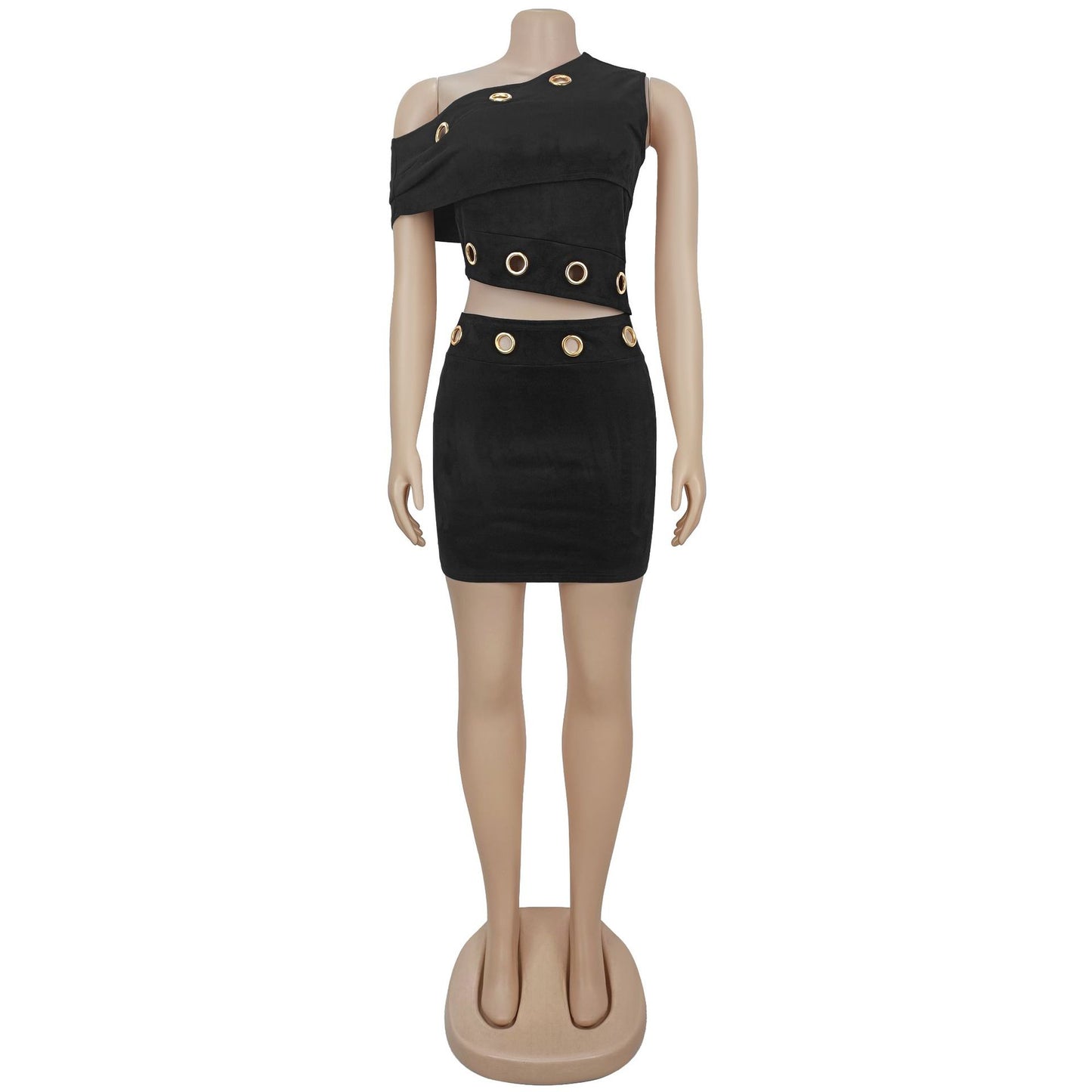 MB1624 Women's Crop Top and High Waisted Bodycon Mini Skirt 2 Piece Set