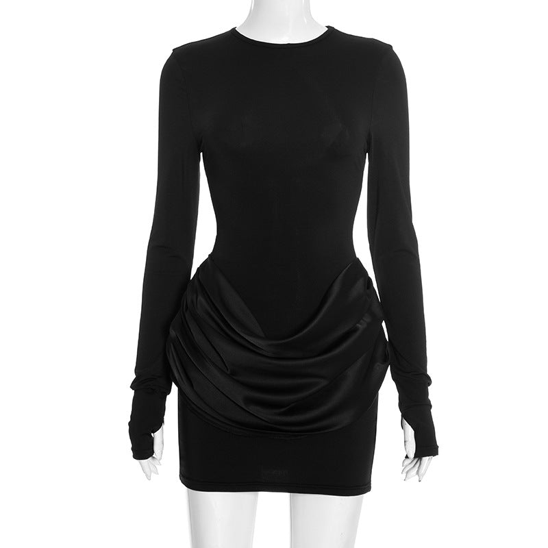MB1418 Satin Ruched Waist Bodycon Mini Dress for Women