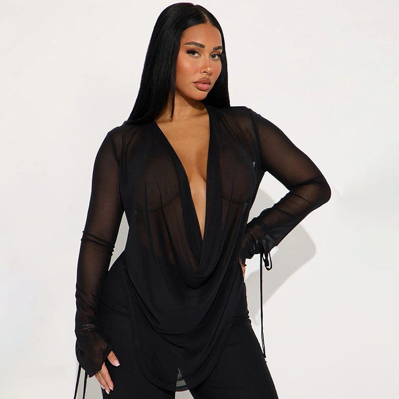 MB1050 Elegant Mesh Two-Piece Set for Women