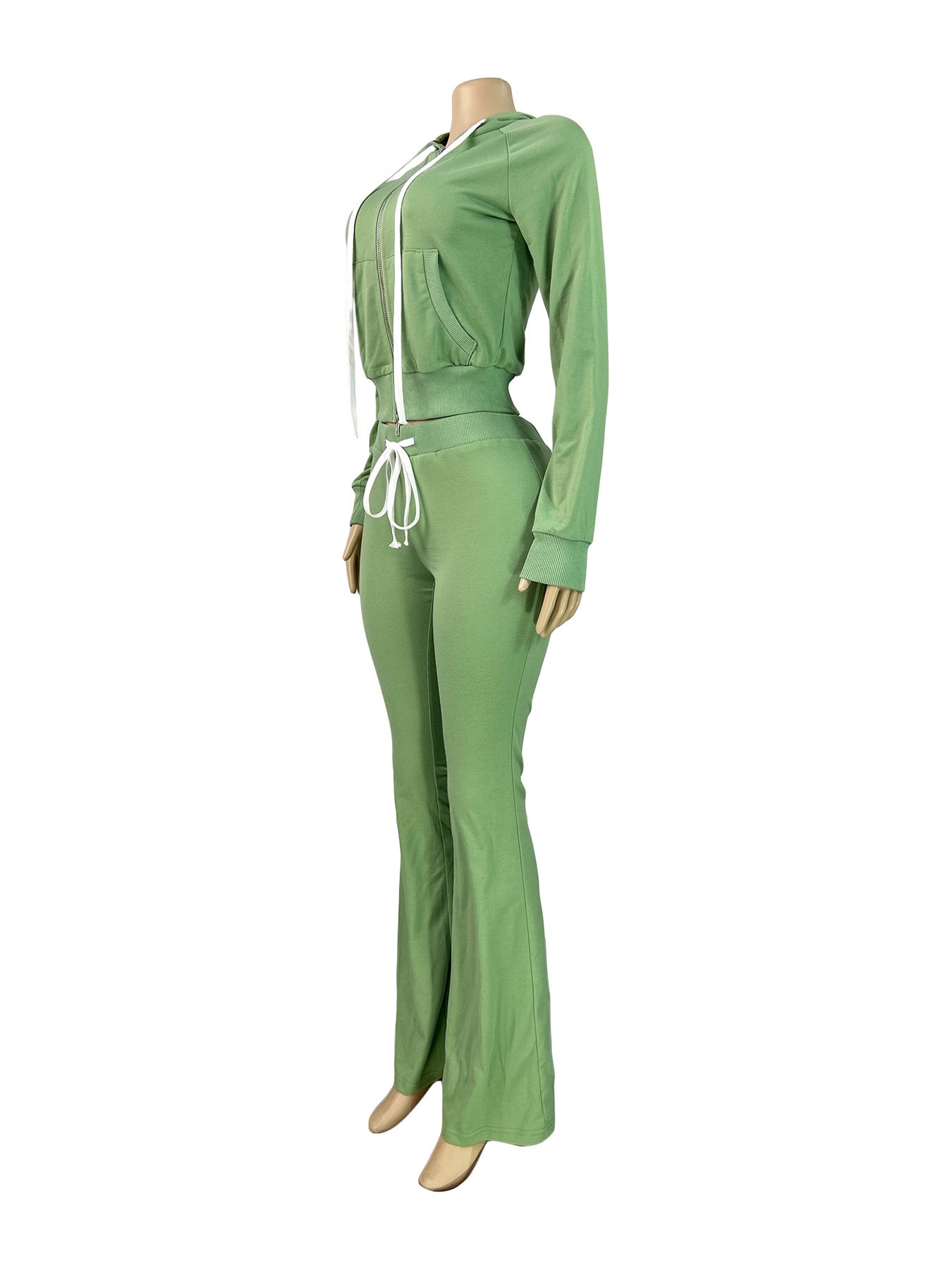 MB1722 Women’s Cropped Hoodie & Flare Pants 2-Piece Tracksuit Set