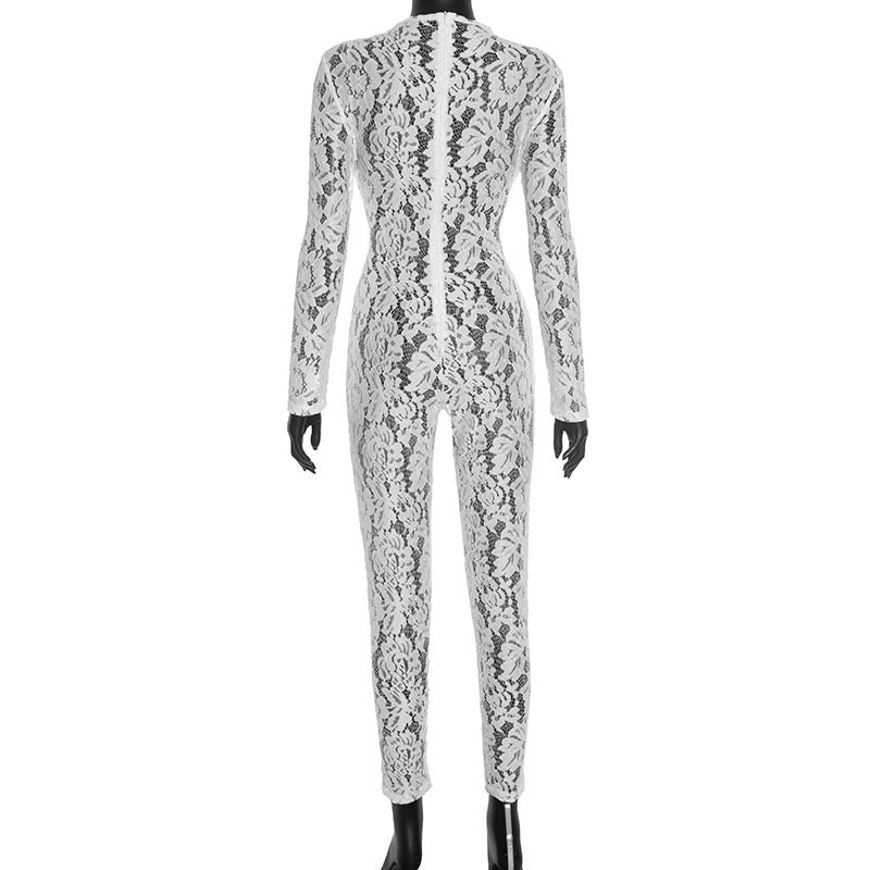 MB1071 Lace Jumpsuit - Long Sleeve Bodysuit for Women