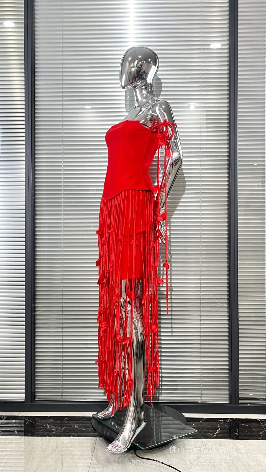 MB2107 Floral Fringe Tassel Bandage Mini Dress, Party Cocktail Gown