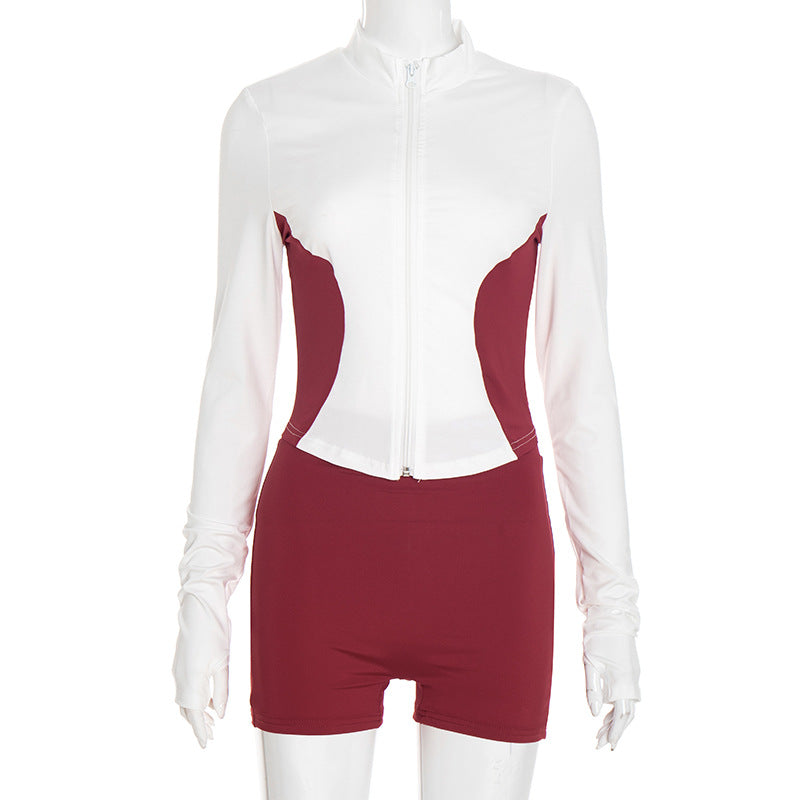 MB1029 Color-Block Two-Piece Set for Women