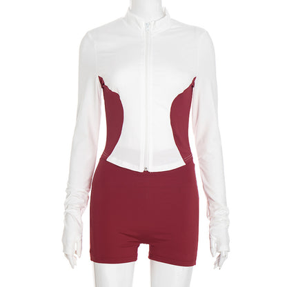 MB1029 Color-Block Two-Piece Set for Women