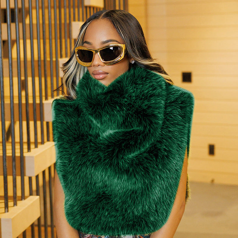 MB10136 Women’s Faux Fur Sleeveless Crop Vest