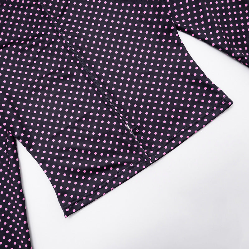 MB1079 Polka Dot Long-Sleeve Two-Piece Set for Women