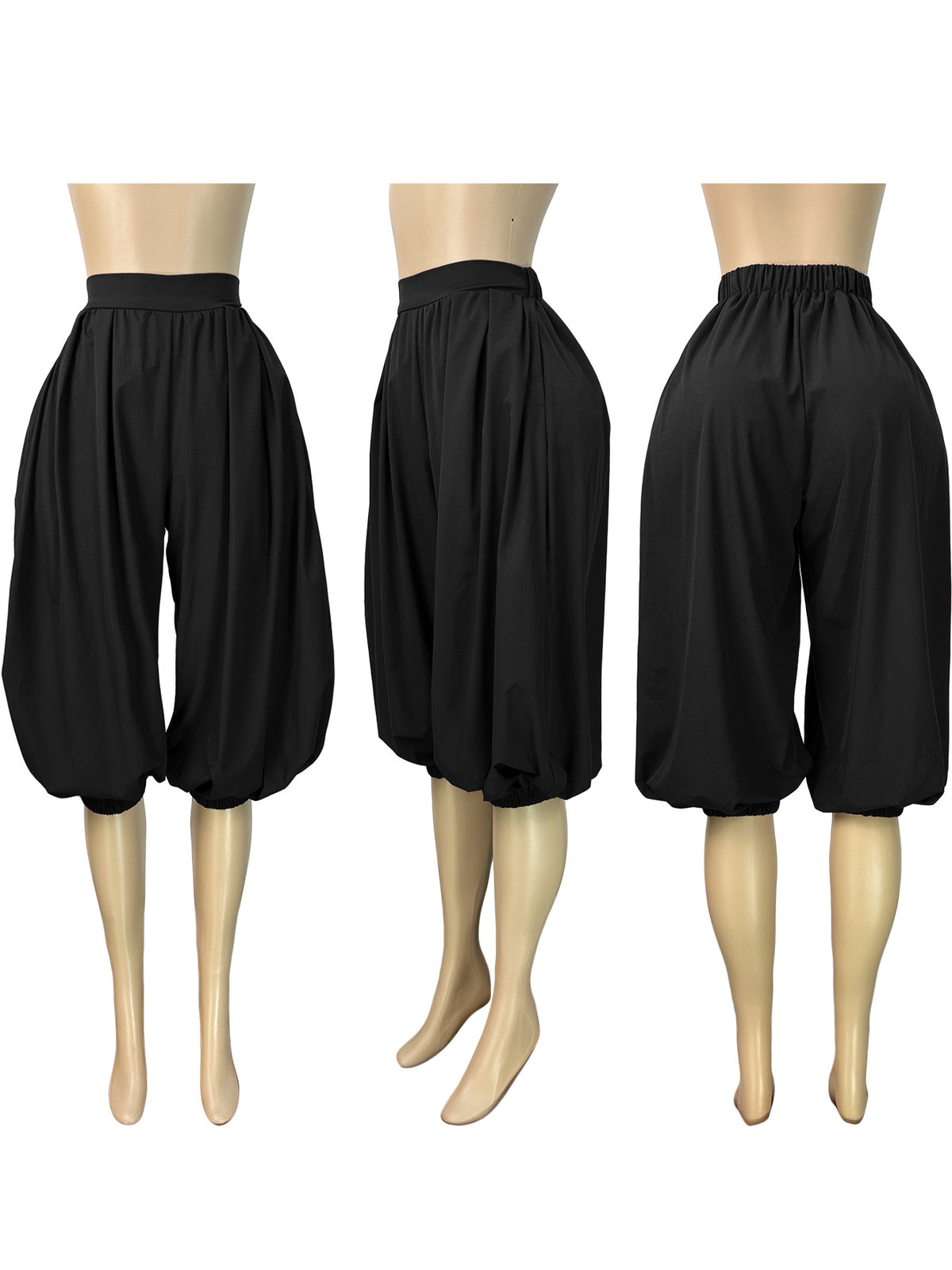 MB1737 High‑Waist Loose Lantern Harem Capri Cropped Pants