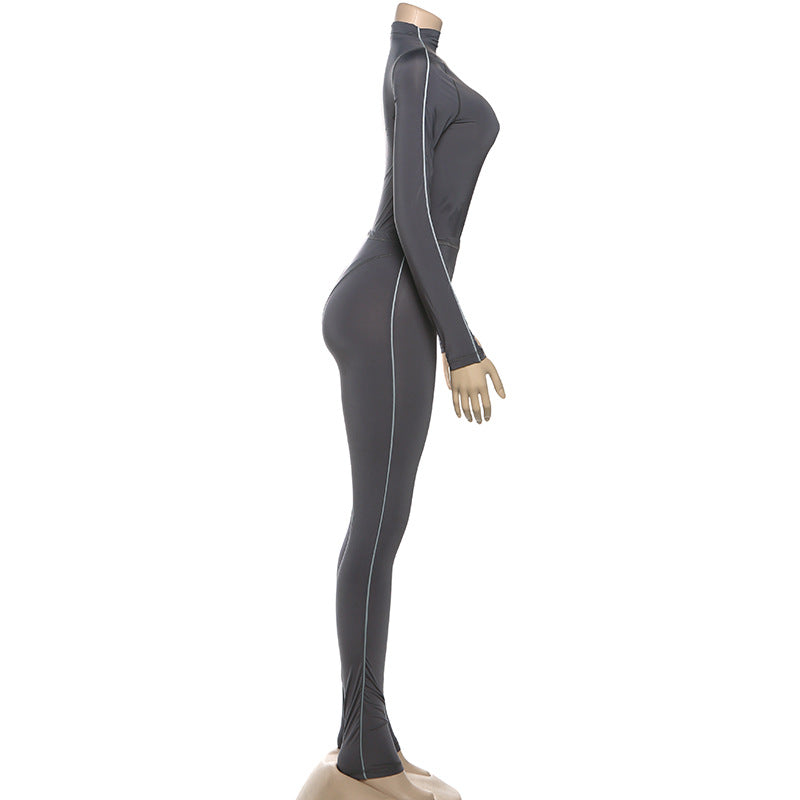 MB1804 Women's Sheer Bodysuit & High-Waist Leggings Two-Piece Outfit