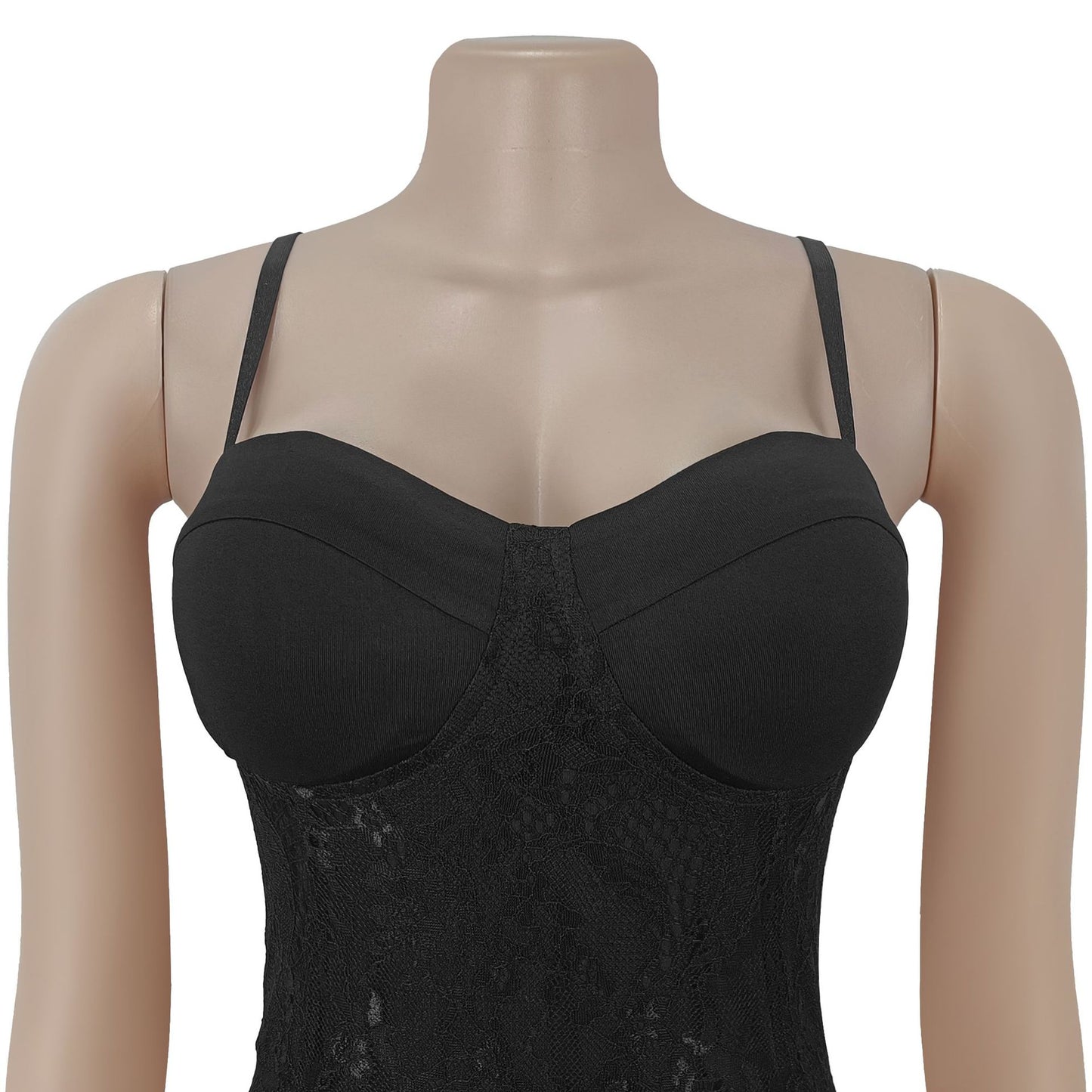 MB1626 Women's  Lace Spaghetti Strap Sheer Maxi Dress