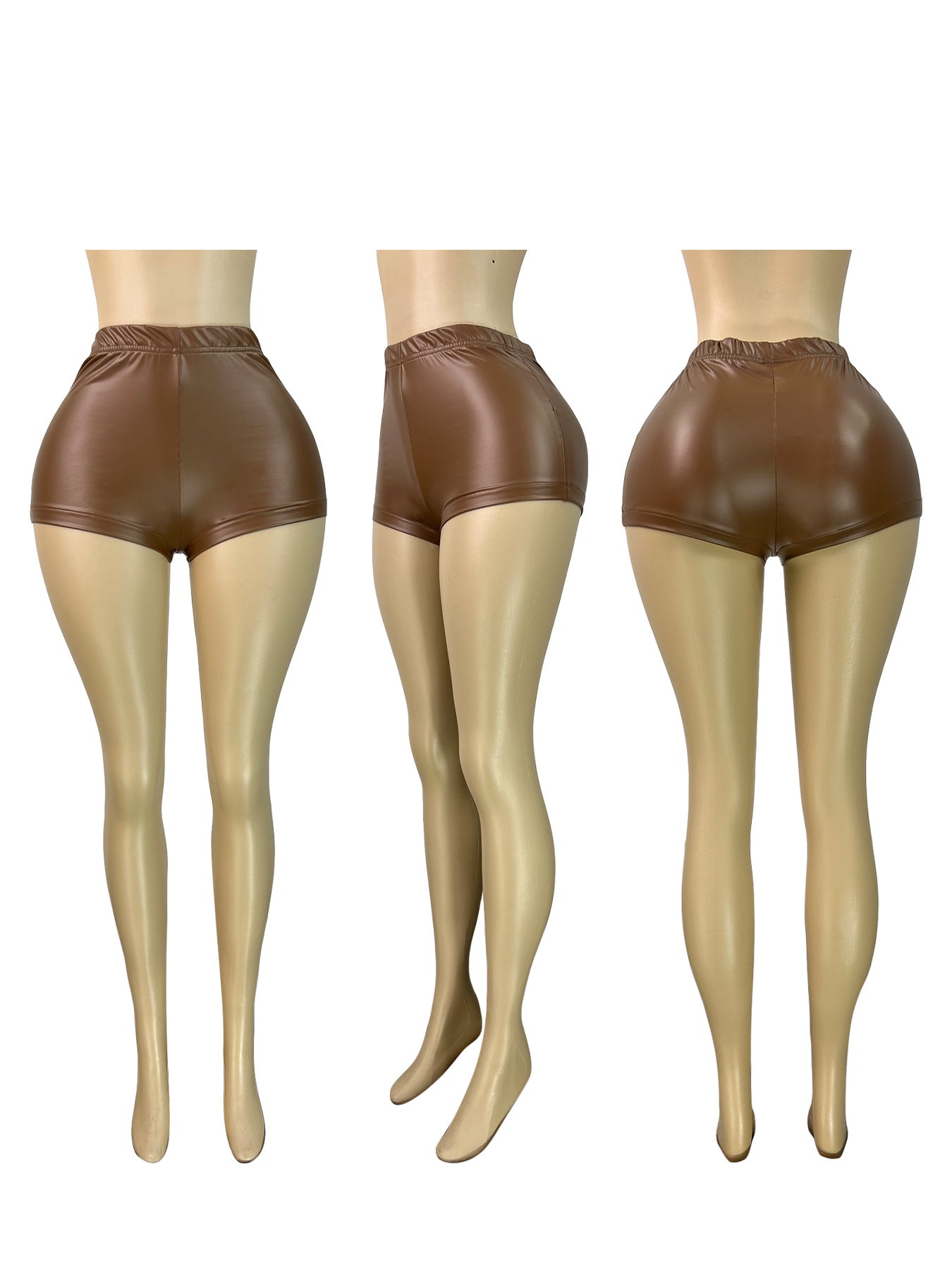 MB1723 Women’s Stretchy Leather Bodycon Booty Shorts