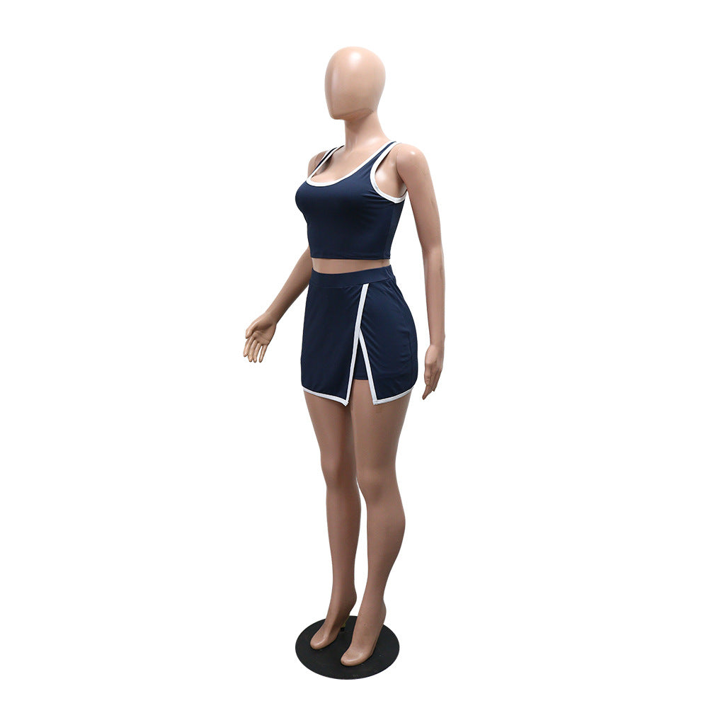 MB1221 Cropped Tank Top & Skort Two Piece Set