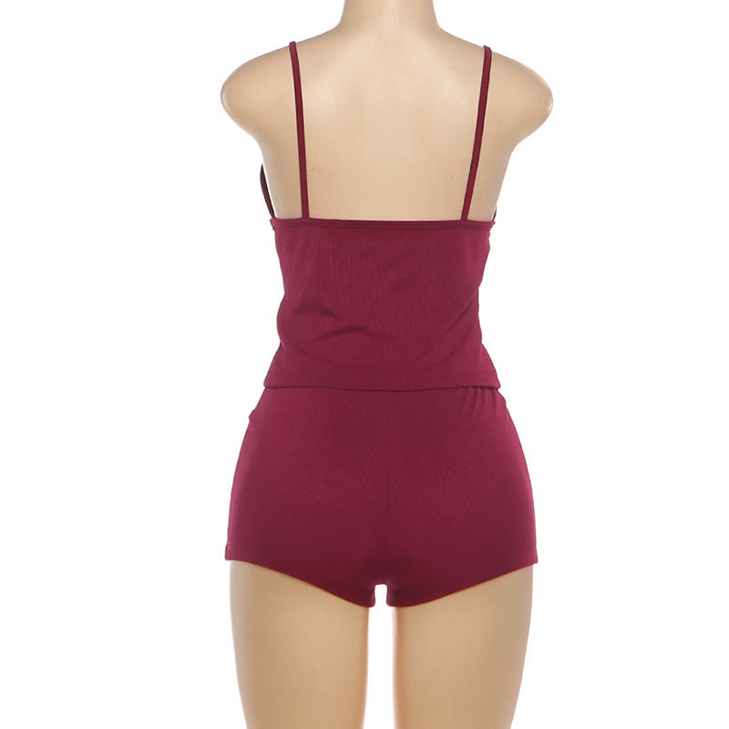 MB1827 Women's Ribbed Cami and High Waist Shorts 2 Piece Set