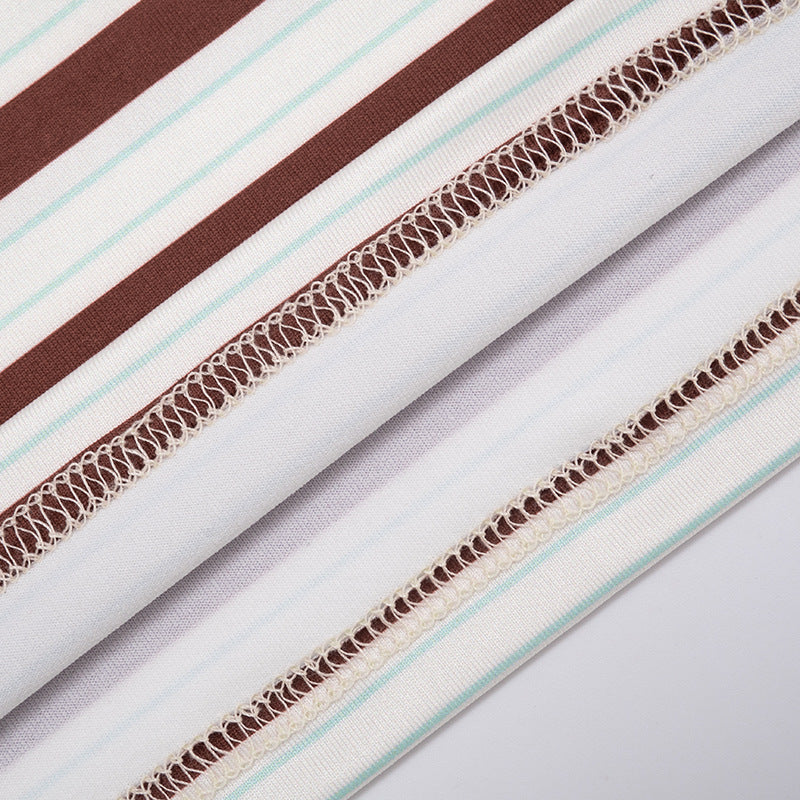 MB1425 Striped Loungewear: Long Sleeve Top + Wide Leg Pants