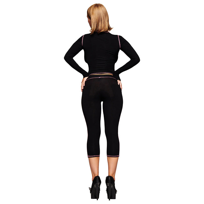 MB1424 Women's 2-Piece Set: Long Sleeve Crop Top & Capri Leggings