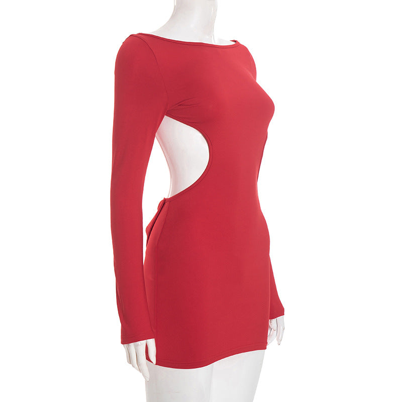 MB1437 Women's Cutout Bodycon Dress with Back Bow