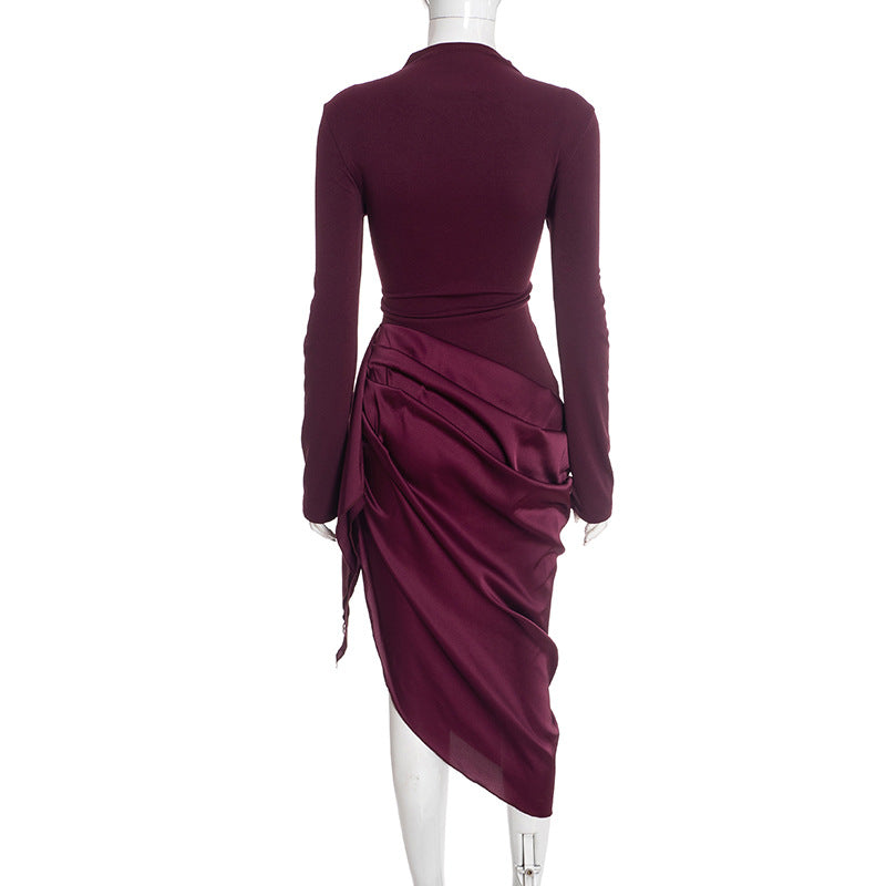 MB1429 Twist-Drape Midi Dress – Formal Occasion Wear for Women