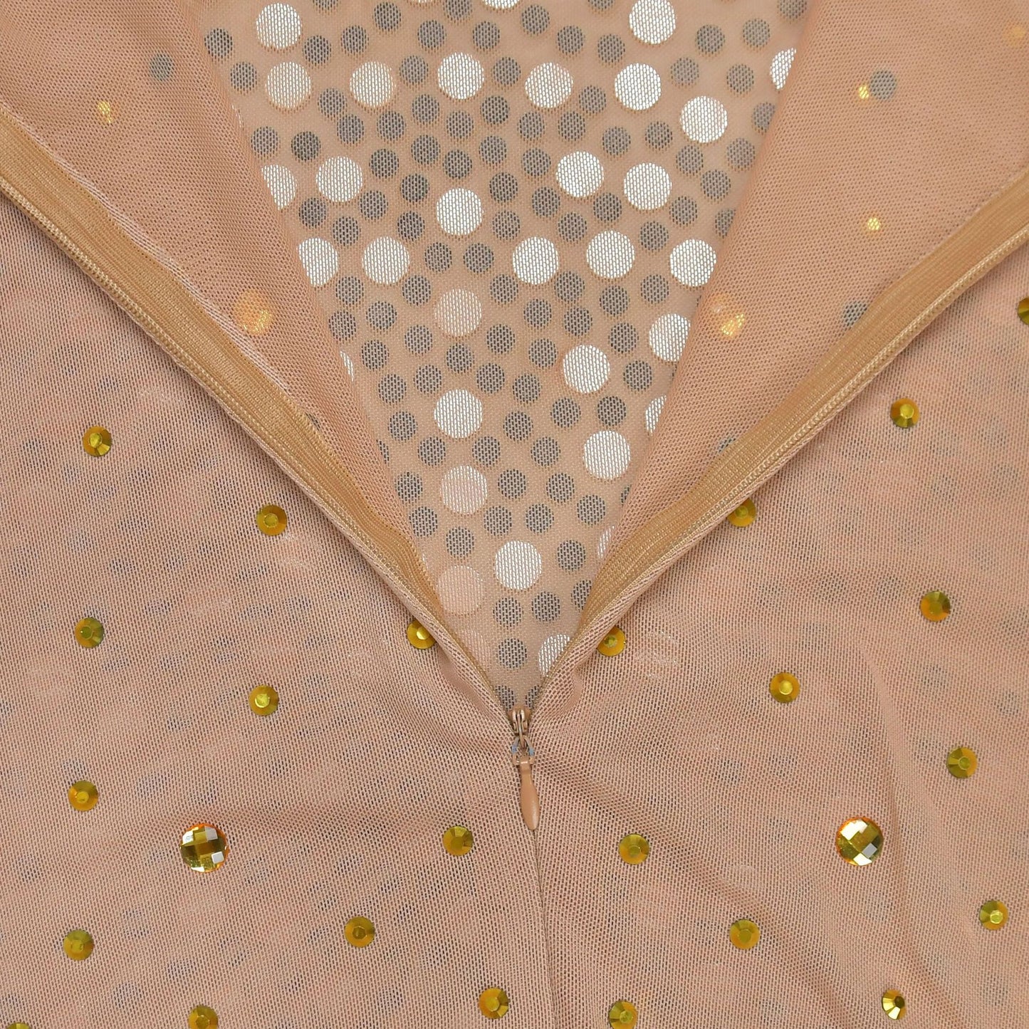 MB1623 Women's Sheer Mesh Gold Rhinestone Gown