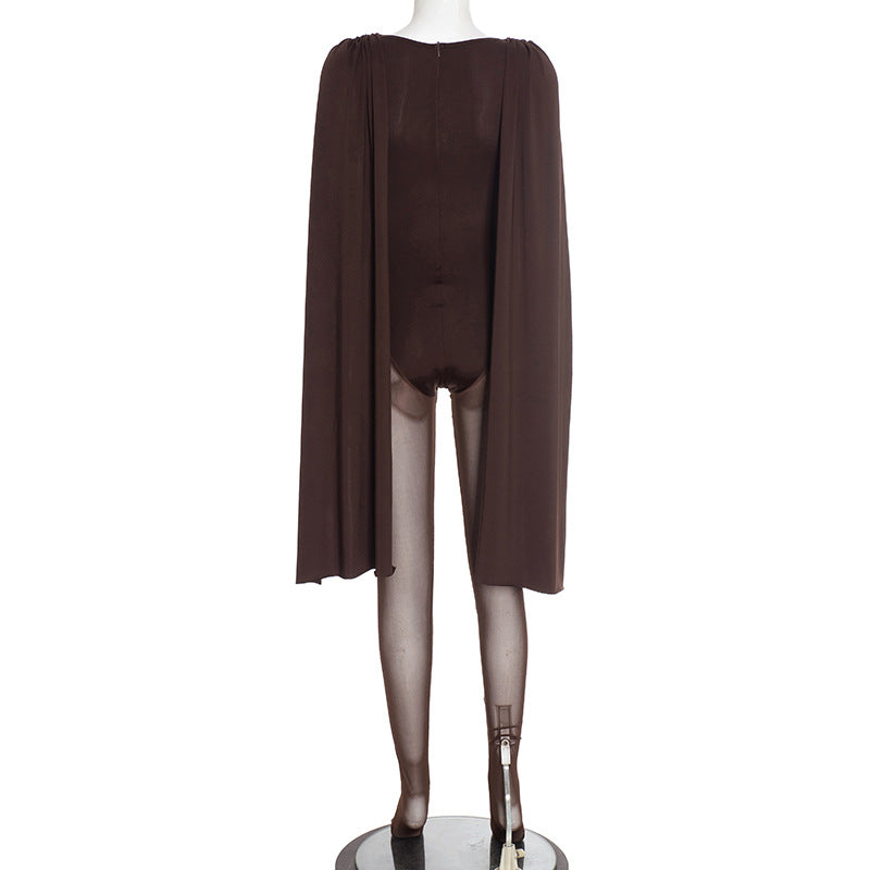 MB1042 Draped Collar Long-Sleeve Jumpsuit