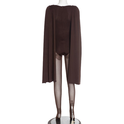 MB1042 Draped Collar Long-Sleeve Jumpsuit