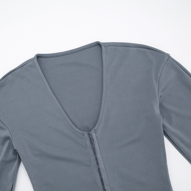 MB1047 Women's V-Neck Bodycon Two-Piece Set