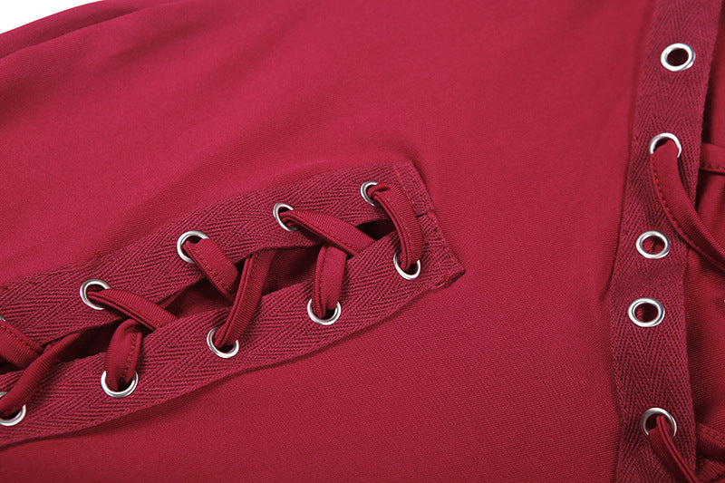 MB1807 Women's Nude Halter Bandeau Crop Top & Waist-Leg Lace-Up High-Waist Leggings Two-Piece Outfit