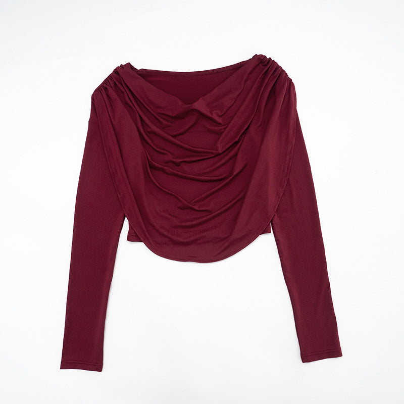 MB1066 Women's Cowl Neck Top &  Wide Leg Pants Two-Piece Set