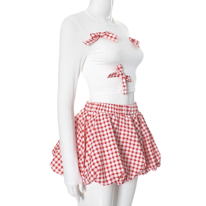 MB1033 Bubble Skirt Set with Crop Top